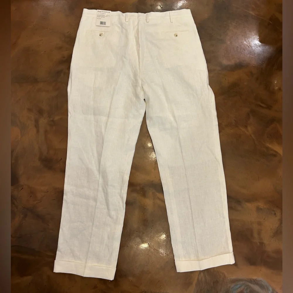 PAUL FREDRICK - men’s Ivory Linen Pants NWT